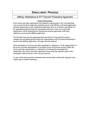 Regional Center Provider Electronic Billing Agreement Form