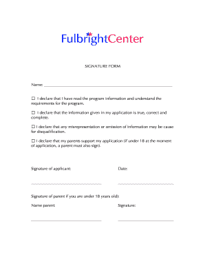 Signature Form for Program Application