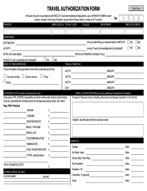 MCCCD Travel Authorization Form