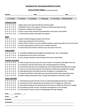 Speech Evaluation Form