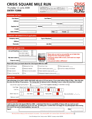 Crisis Square Mile Run 2008 Entry Form