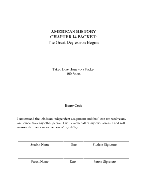 Great Depression Homework Packet
