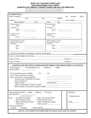 Parental Consent Form for School-Based Health Services