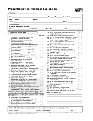 Preparticipation Physical Evaluation Form