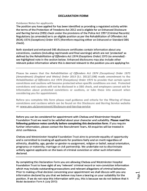 UK Criminal Record Declaration Form