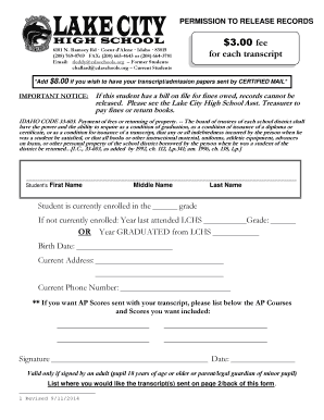 Permission to Release Records Form