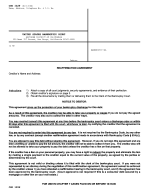 Reaffirmation Agreement for Bankruptcy