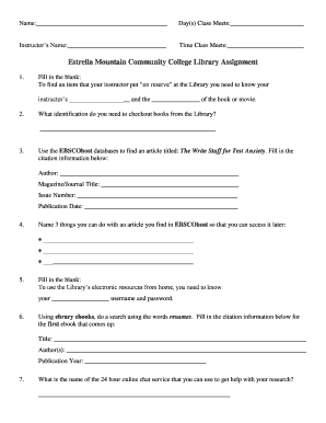 Estrella Mountain Community College Library Assignment