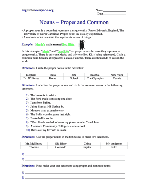 Nouns Worksheet