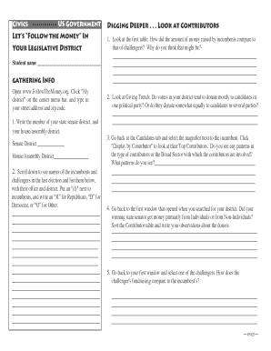 US Government Follow the Money Student Worksheet