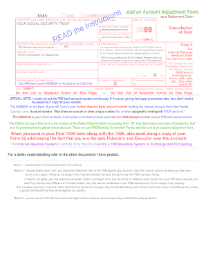 US Federal Account Adjustment Form