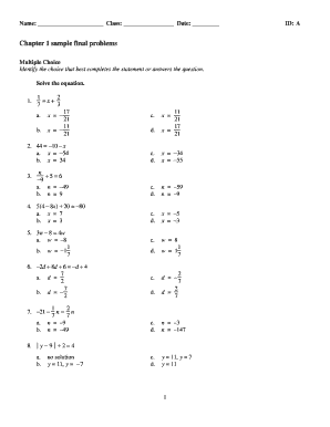 Chapter 1 Sample Final Problems