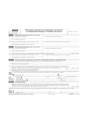 Form 8806 Information Return for Acquisition of Control