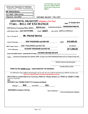 Usps address forwarding - USPS POSTAL OBLIGATORY O TTL ILL OF EXCHANGE Date