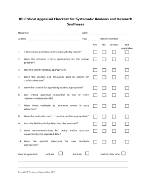 JBI Critical Appraisal Checklist