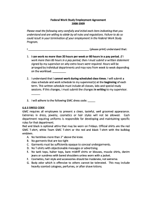 Federal Work Study Employment Agreement