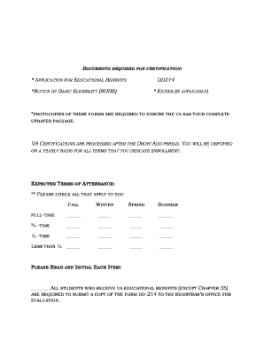 VA Educational Benefits Certification Form