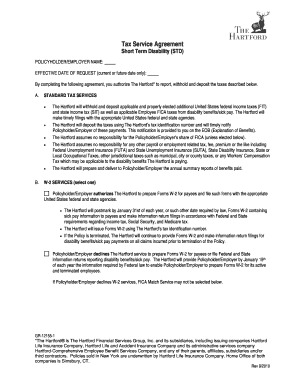 Tax Service Agreement for Short Term Disability