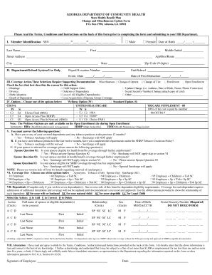 Georgia State Health Benefit Plan Change Form