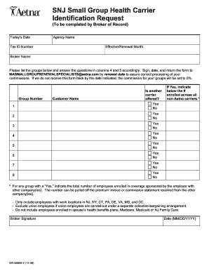 Aetna Small Group Health Carrier Identification Request