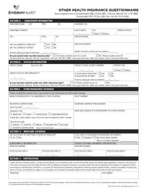 EmblemHealth Other Insurance Questionnaire