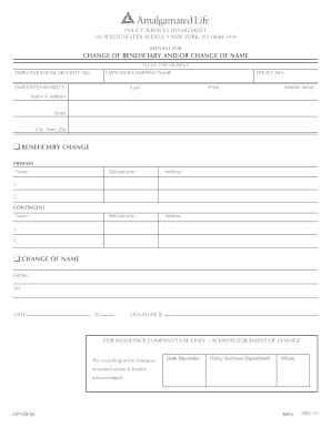 Change of Beneficiary and Name Request Form