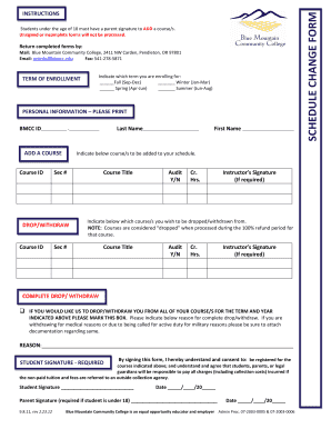 Schedule Change Form