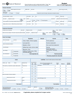 Bank of Montreal Student Line of Credit Application
