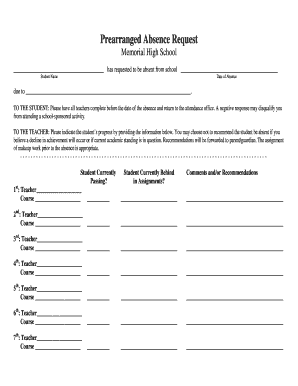 Prearranged Absence Request Form