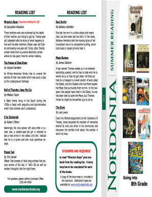 8th Grade Reading List and Story Map