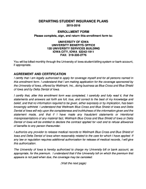 Departing Student Enrollment Form