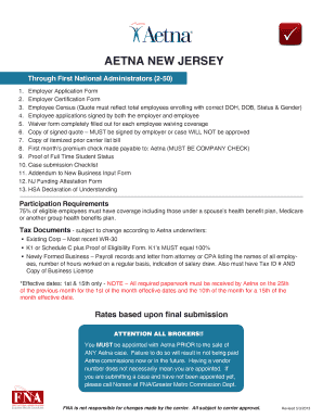 Aetna New Jersey Small Group Health Benefits Application