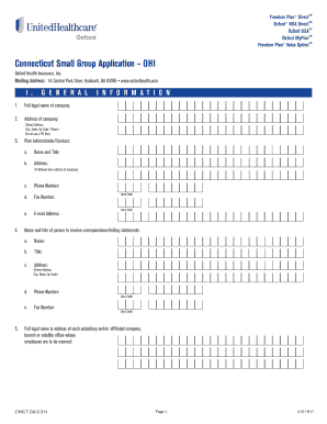 Connecticut Small Group Health Insurance Application