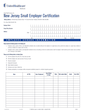 New Jersey Small Employer Certification