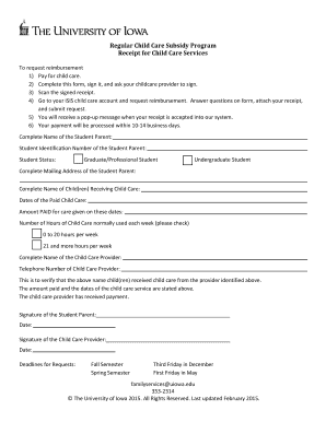 Child Care Reimbursement Request Form