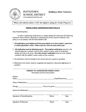 Pottstown School District Medication Administration Policy