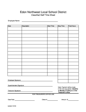 Overdue bill template - Classified Time Sheet.xls - edon k12 oh