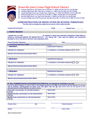 California Medication Administration Form