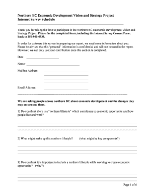 Northern BC Economic Development Vision and Strategy Survey