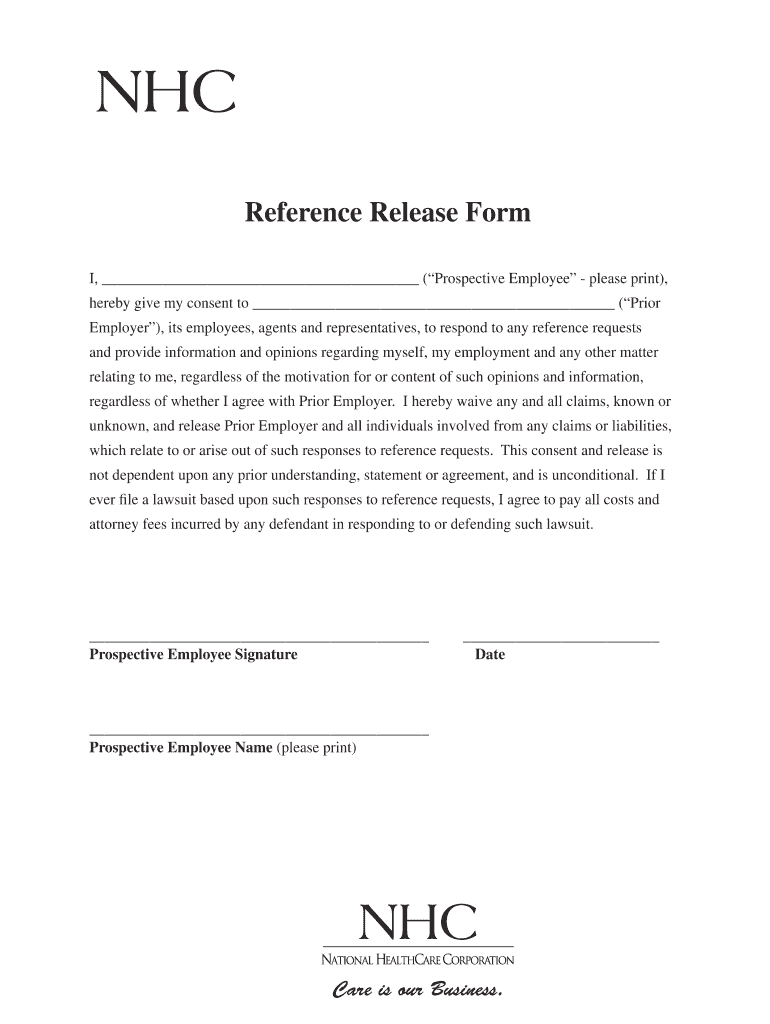 Reference Release Form - Blank Fillable Template | Fill Out, Print ...