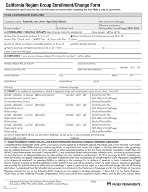 California Region Group Enrollment/Change Form