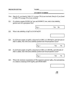 Chemistry Problem Set