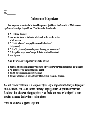Declaration of Independence Assignment