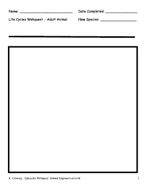 Life Cycles Webquest Form
