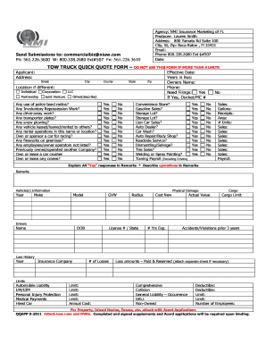 Tow Truck Quick Quote Form