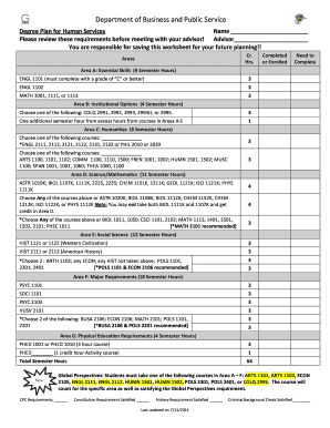 Degree Plan for Human Services