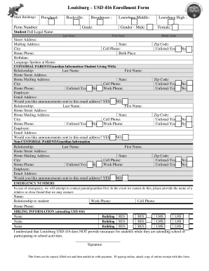 Sample Enrollment Form - USD 416 - usd416