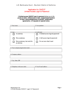 US Bankruptcy Court Limited-Access CM/ECF Application