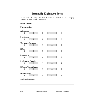 Internship Evaluation Form