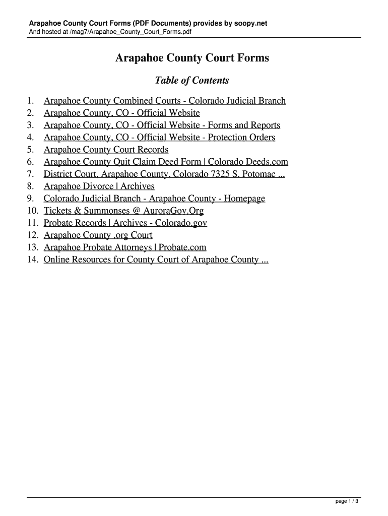 Fillable Online soopy Arapahoe County Court Forms Fax Email Print pdfFiller
